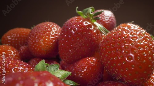 Dolly zoom to the fresh ripe strawberries, cooking strawberry, food macro shooting, Full HD Prores HQ 422 60p photo