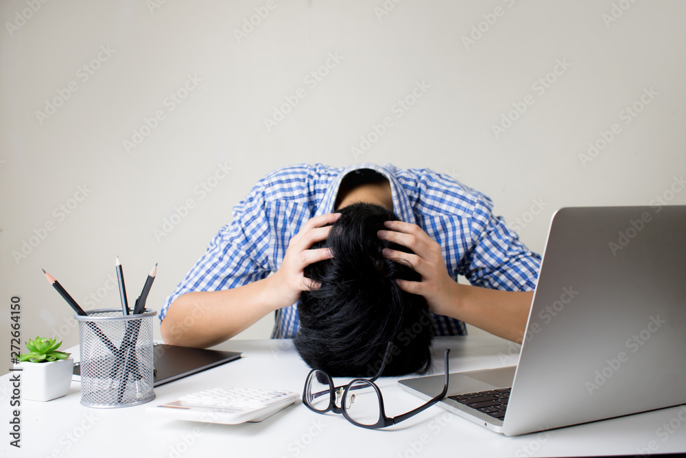 Portrait of asian people are stressed out of work. Portrait of asian people are stressed out of work.