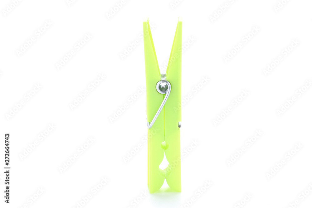 Green clothespin isolated on white background Green clothespin isolated on white background