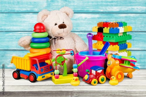 Toys collection isolated on background