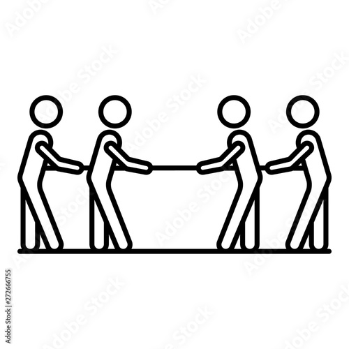 Four people tug of war icon. Outline four people tug of war vector icon for web design isolated on white background
