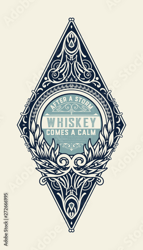 Vintage label with gin liquor design