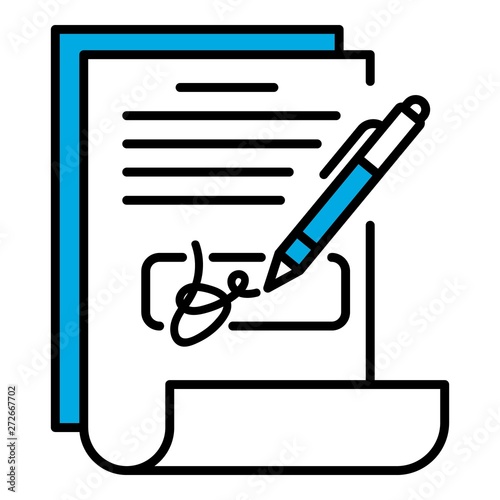 Document signature icon. Outline document signature vector icon for web design isolated on white background