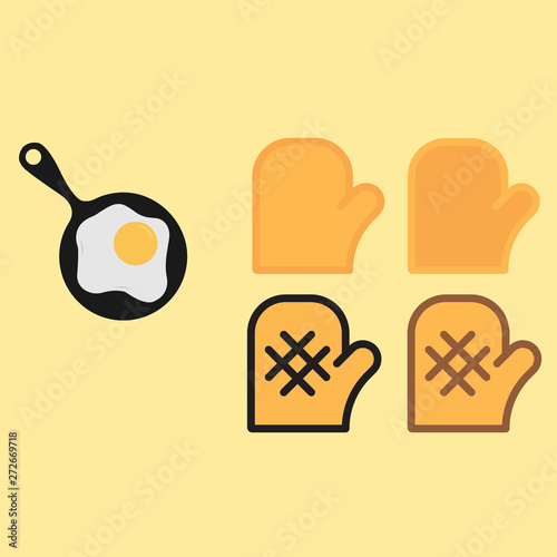 Kitchen mittens and Fried egg