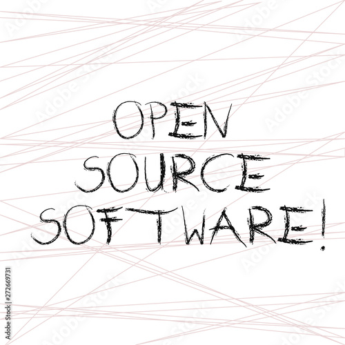 Writing note showing Open Source Software. Business photo showcasing software with source code that anyone can modify Straight Line Scattered Randomly Intersecting Geometrical Pattern