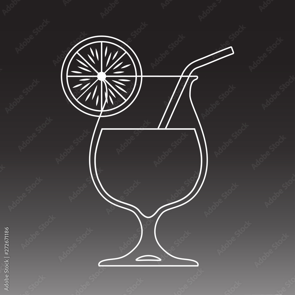 Cocktail glass line art design on dark background Cocktail glass line art design on dark background