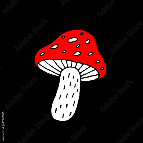Cute cartoon hand drawn amanita icon. Funny vector colorful amanita icon. Isolated doodle amanita icon for various projects.