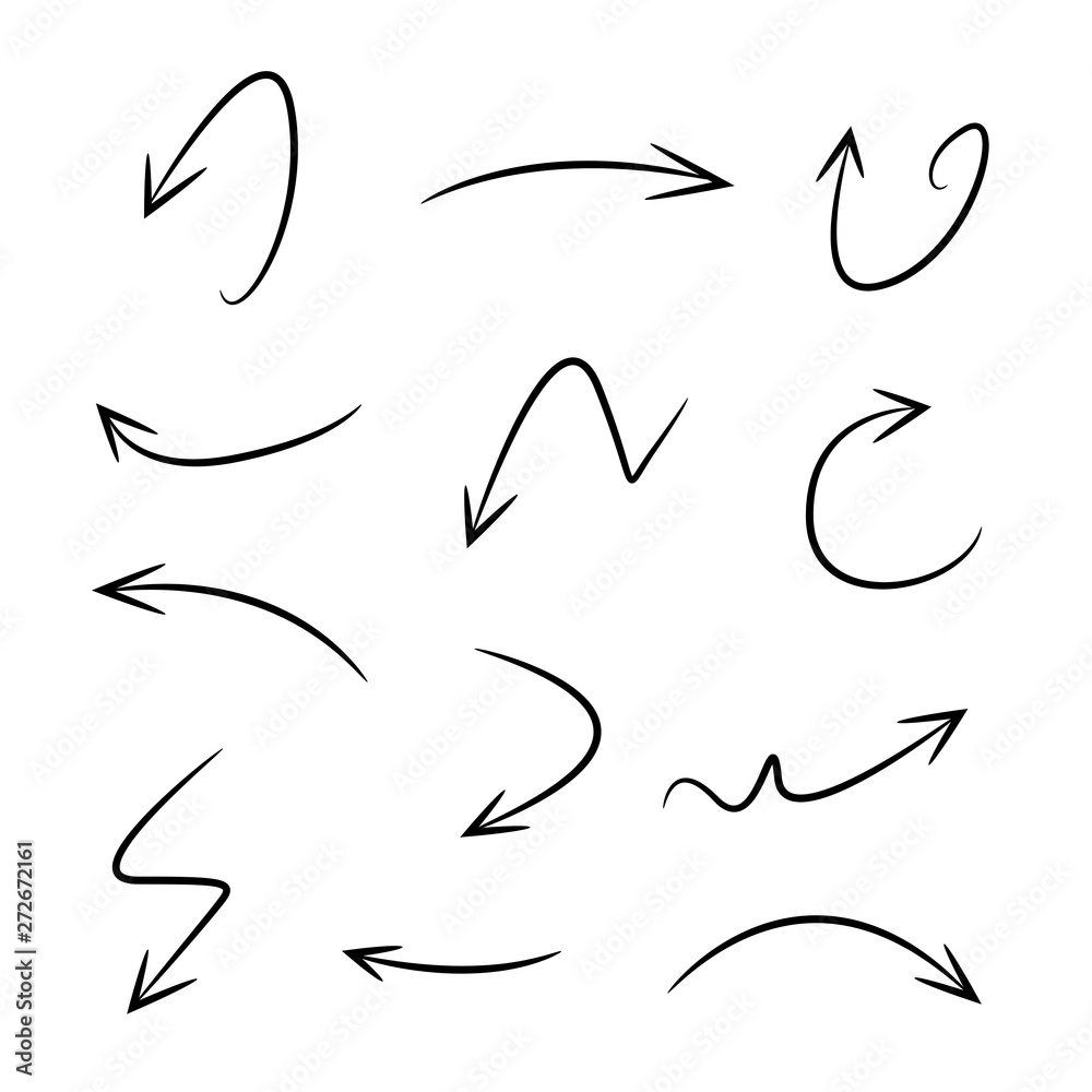 thin line arrows doodle elements