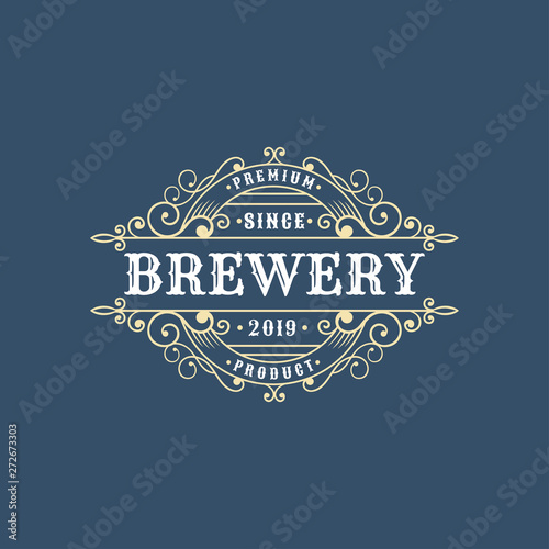 vintage badges of brewery, beer shop and emblems