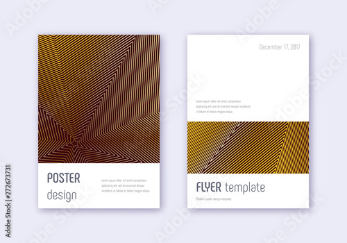 Minimalistic cover design template set. Gold abstr