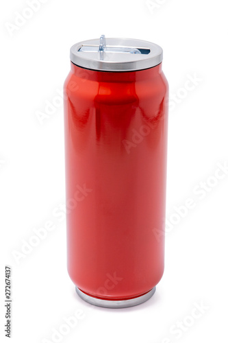 Red thermos bottle or Stainless steel thermos travel tumbler