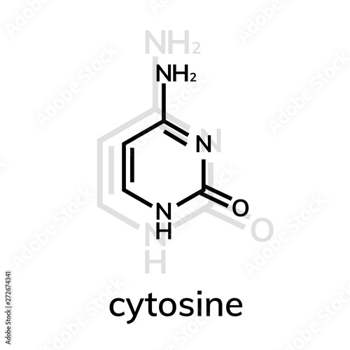 Cytosine chemical formula on white background