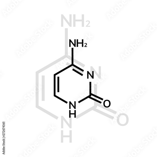 Cytosine chemical formula on white background