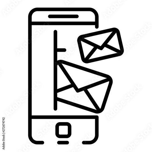 Smartphone incoming letters icon. Outline smartphone incoming letters vector icon for web design isolated on white background