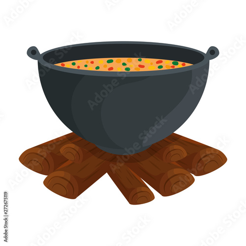 wood fire with pot cooking