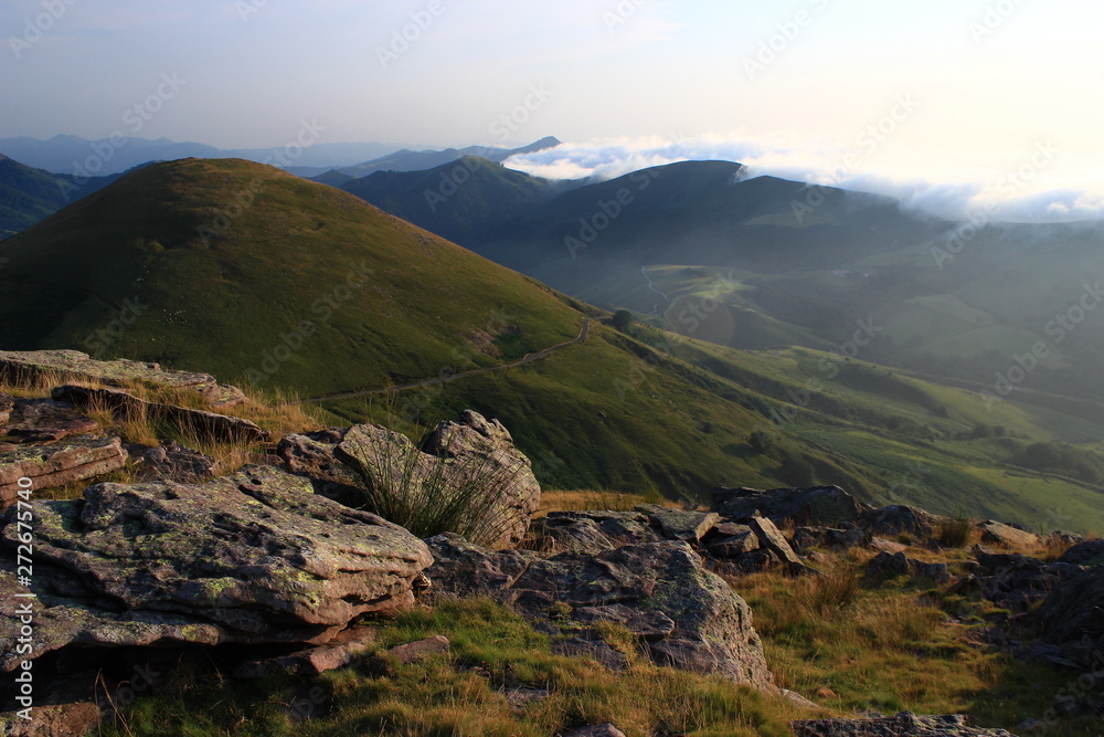 Scenic view from the Artzamendi mountain in the French Basque Country