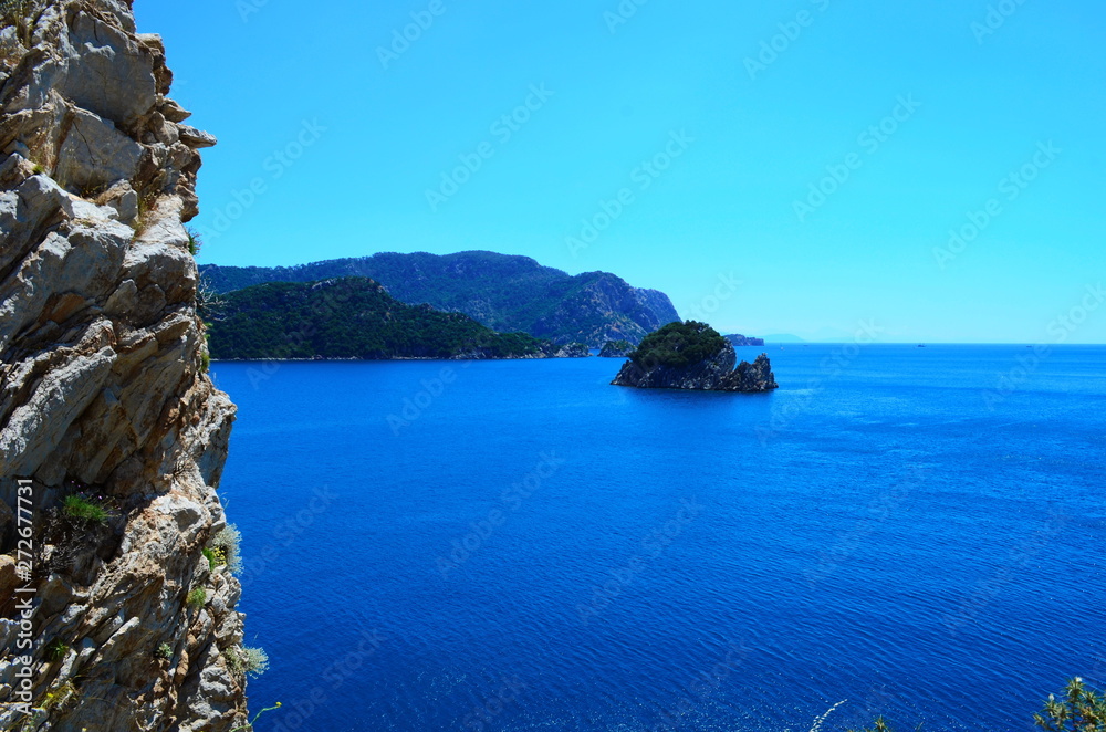 Fototapeta premium view on the Aegean sea in Ichmeler near Marmaris, Turkey
