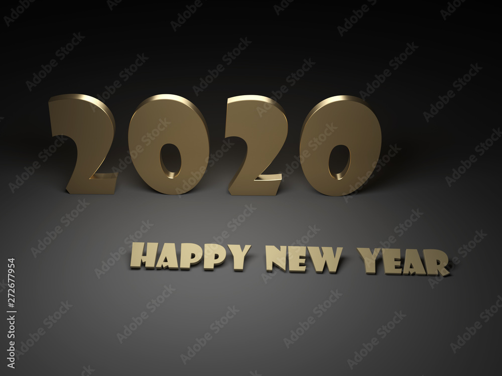 New Year 2020 Creative Design Concept - 3D Rendered Image