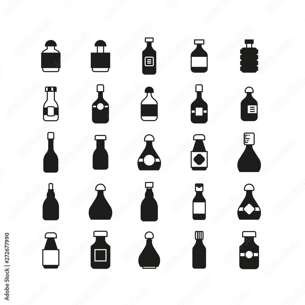 bottle icons, beverage bottle set bottle icons, beverage bottle set