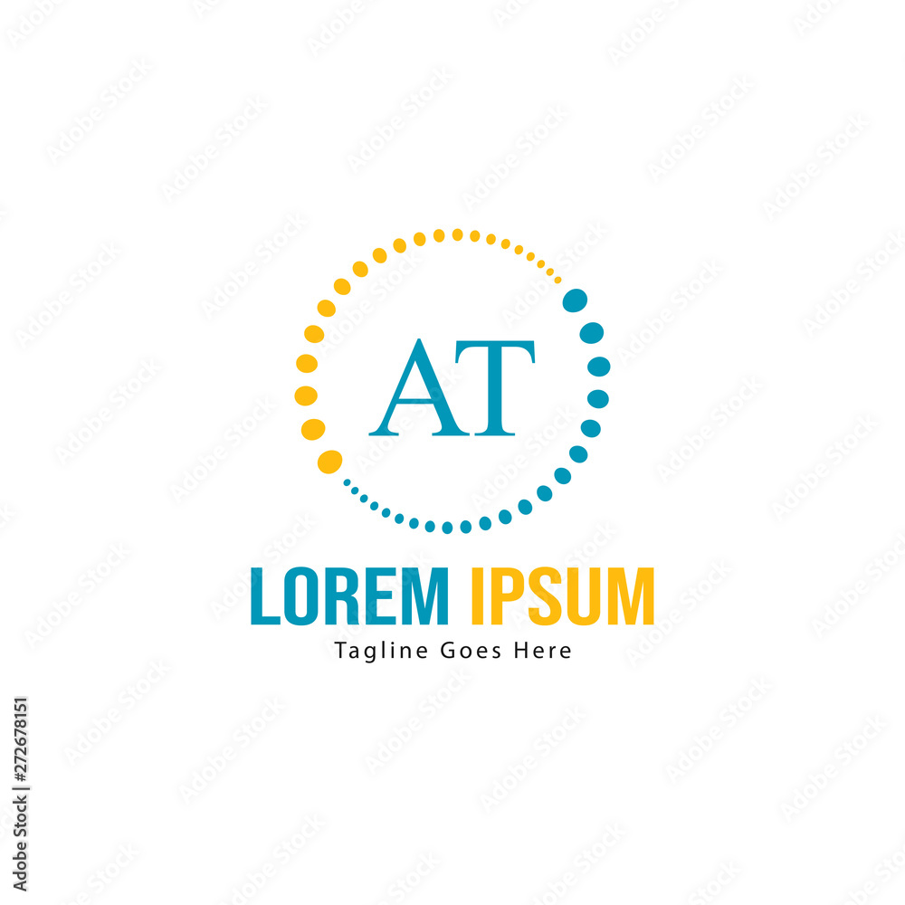 AT Letter Logo Design. Creative Modern AT Letters Icon Illustration
