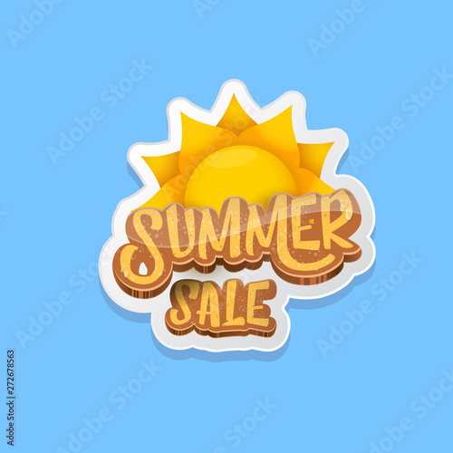 summer sale label or tag isolated on blue background. Pink Summer sale discount poster, sticker, banner or flyer design template.