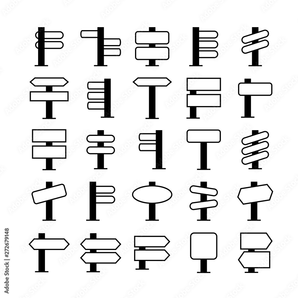 blank signboard, signage and signpost icons set blank signboard, signage and signpost icons set