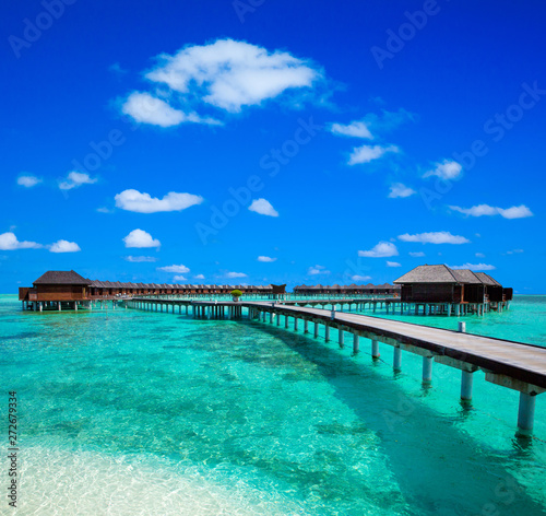 tropical beach in Maldives. Travel, Tourism and Vacations Concept. © Pakhnyushchyy
