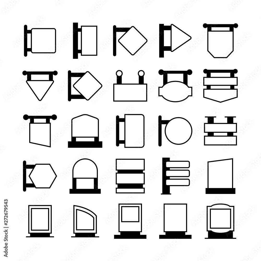 blank signboard, signage and signpost icons set Stock Vector | Adobe Stock