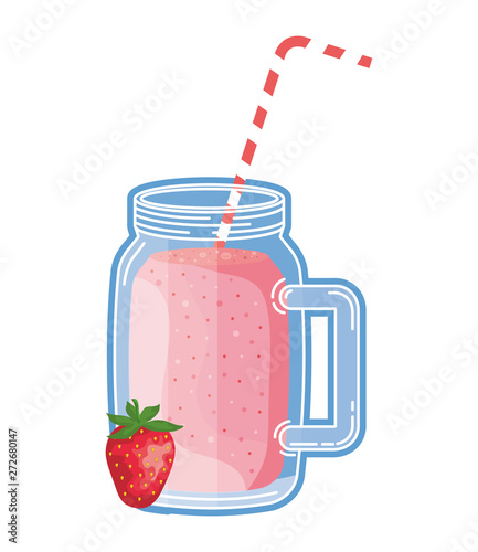 juice strawberry fruit beverage jar with straw