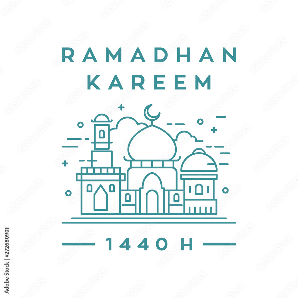mosque line / ramadan theme design template background vector logo design