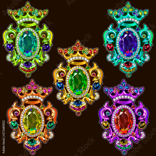Vector Broche Crown Multicolored Clip Art