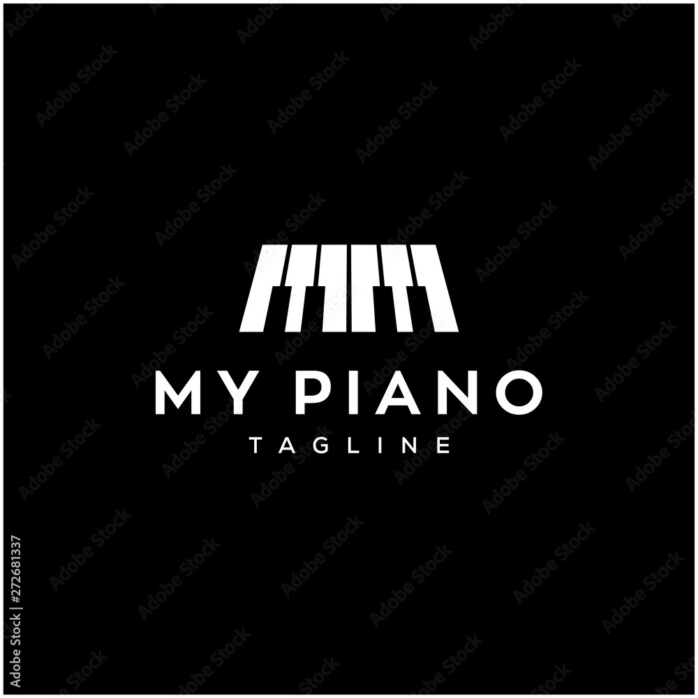 piano icon vector logo design