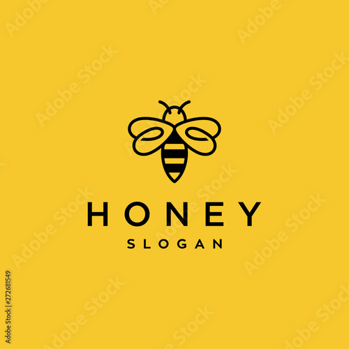 honey bee line vector icon logo design