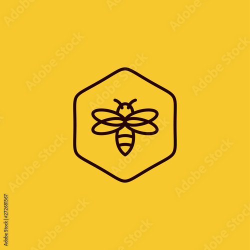 honey bee line vector icon logo design