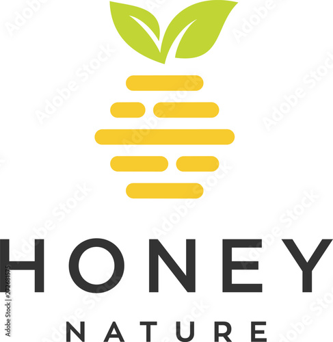 natural bee hive vector icon logo design