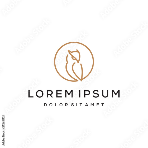 simple line owl vector logo design template