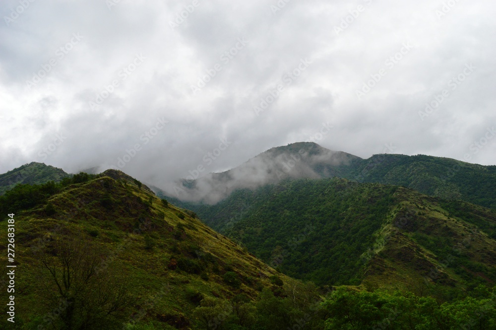 landscape of the hills in the clouds