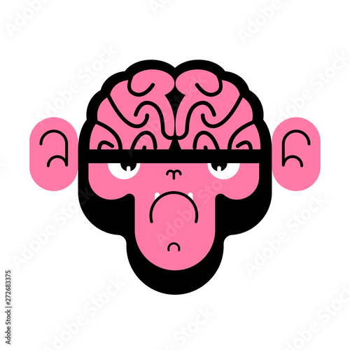 Monkey with brain. Gorilla with brains. Vector illustration