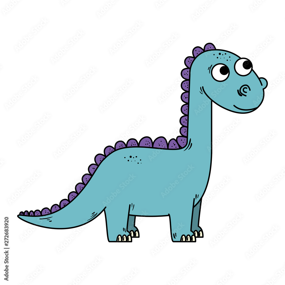 cute diplodocus comic character icon