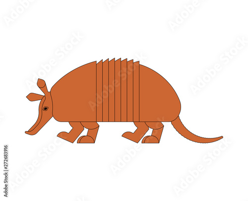 Armadillo isolated. Animal Nine-hip Armadillo vector illustration.
