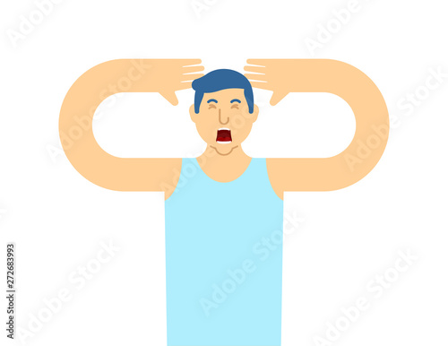 Man yawn isolated. Guy is yawning.Vector illustration