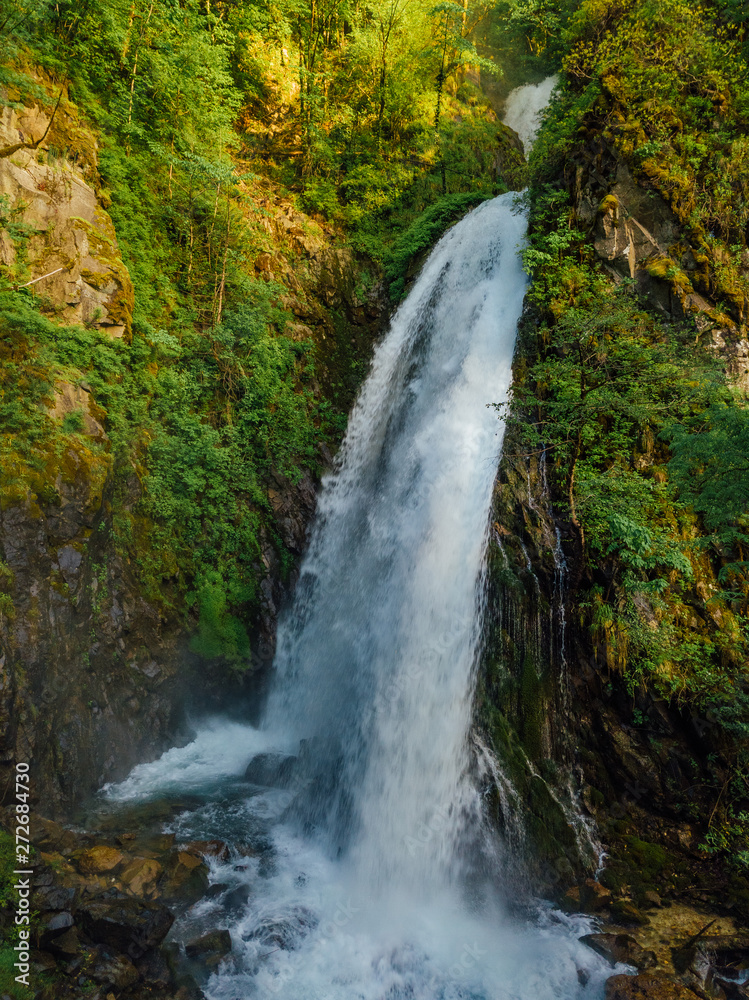 Beautiful and powerful waterfall Jirhwa in Abkhazia Beautiful and powerful waterfall Jirhwa in Abkhazia