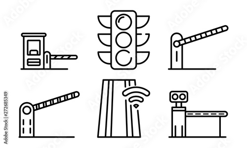 Toll road icons set. Outline set of toll road vector icons for web design isolated on white background