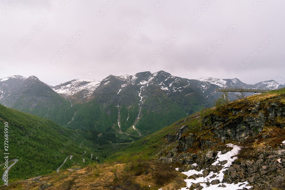orwegian landscape inside the mountains and fjords