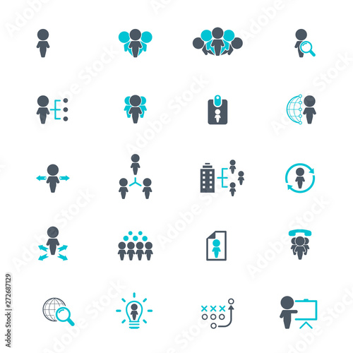 Universal business management and human resources icon set. Universal icons for web and mobile. Vector. 