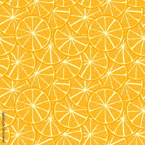 Seamless Pattern of Juicy Orange Slices in Vibrant Citrus Colors. The fresh and citrusy design is perfect for backgrounds, textiles, and web graphics