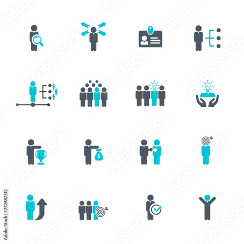 Universal business management and human resources icon set. Universal icons for web and mobile. Vector. 