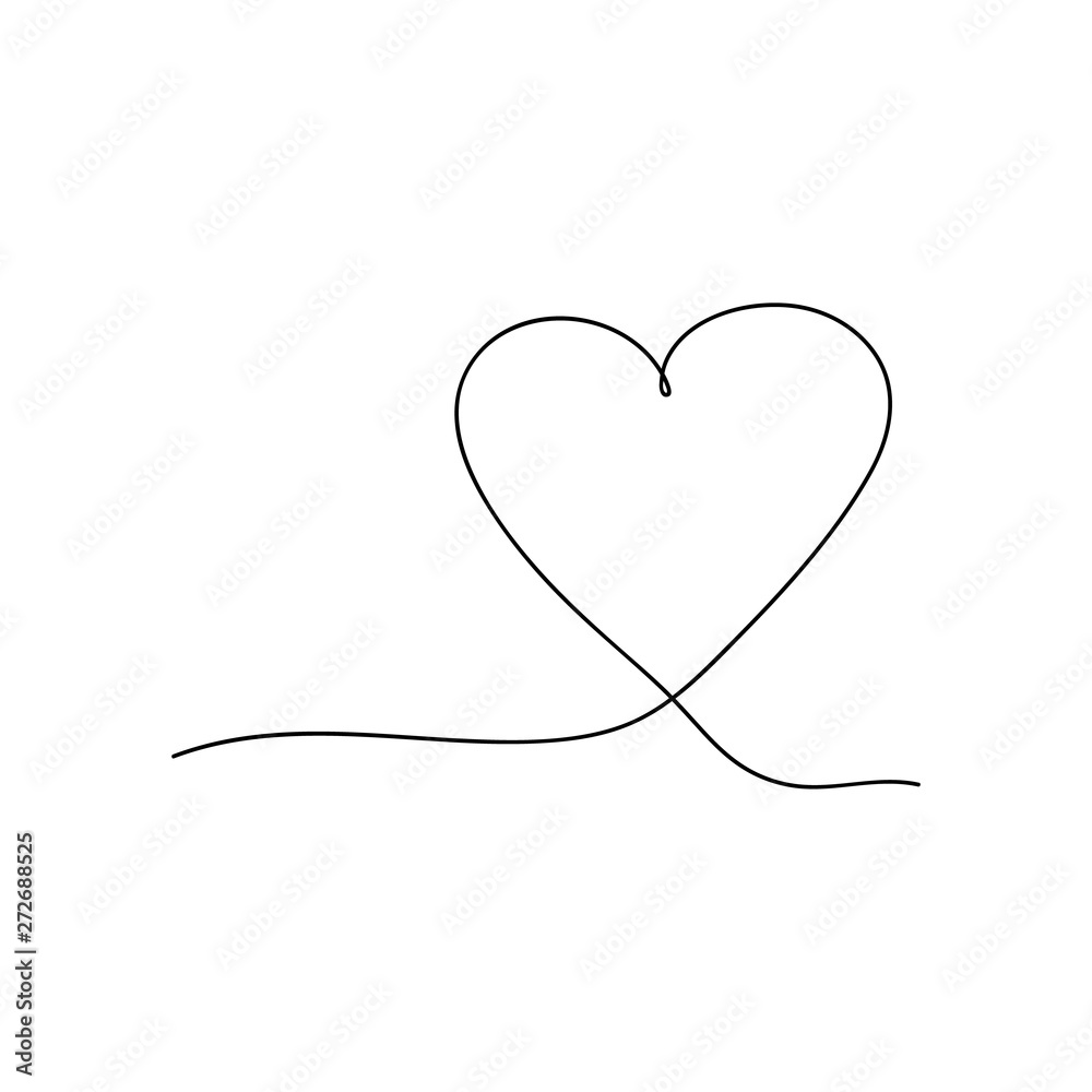 Fototapeta premium Heart drawing in continuous line