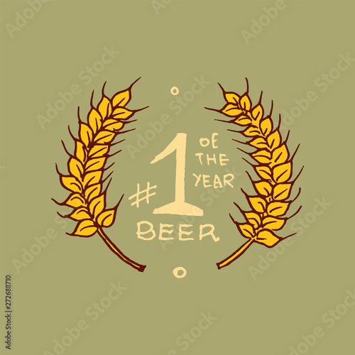 Rye for wheat beer in vintage style. Alcoholic Label with calligraphic elements. Classic American badge for poster banner. Hand drawn engraved sketch lettering for web, pub menu.