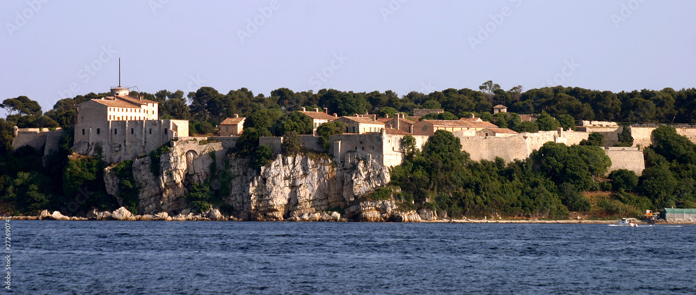 Lerins Island, fortress and monastery in French Riviera, Cannes, France.